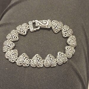 Heart bracelet  silver tone